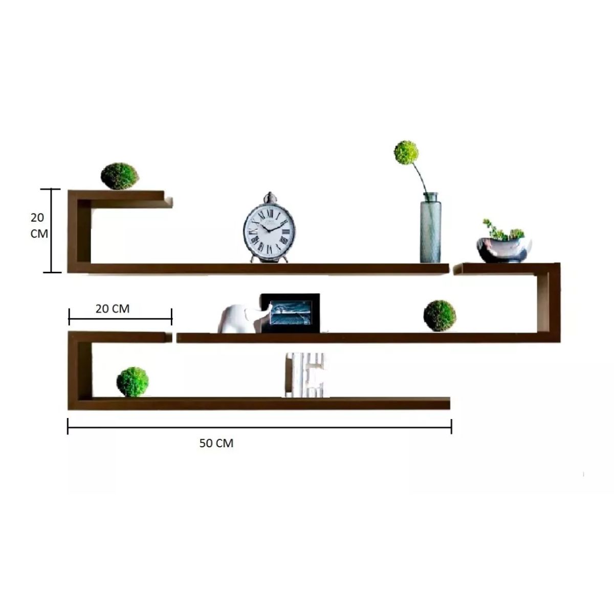 GENERICO - Set 3 Repisas Flotantes Decoracion Minimalista 10 Cm Fondo, Wengue