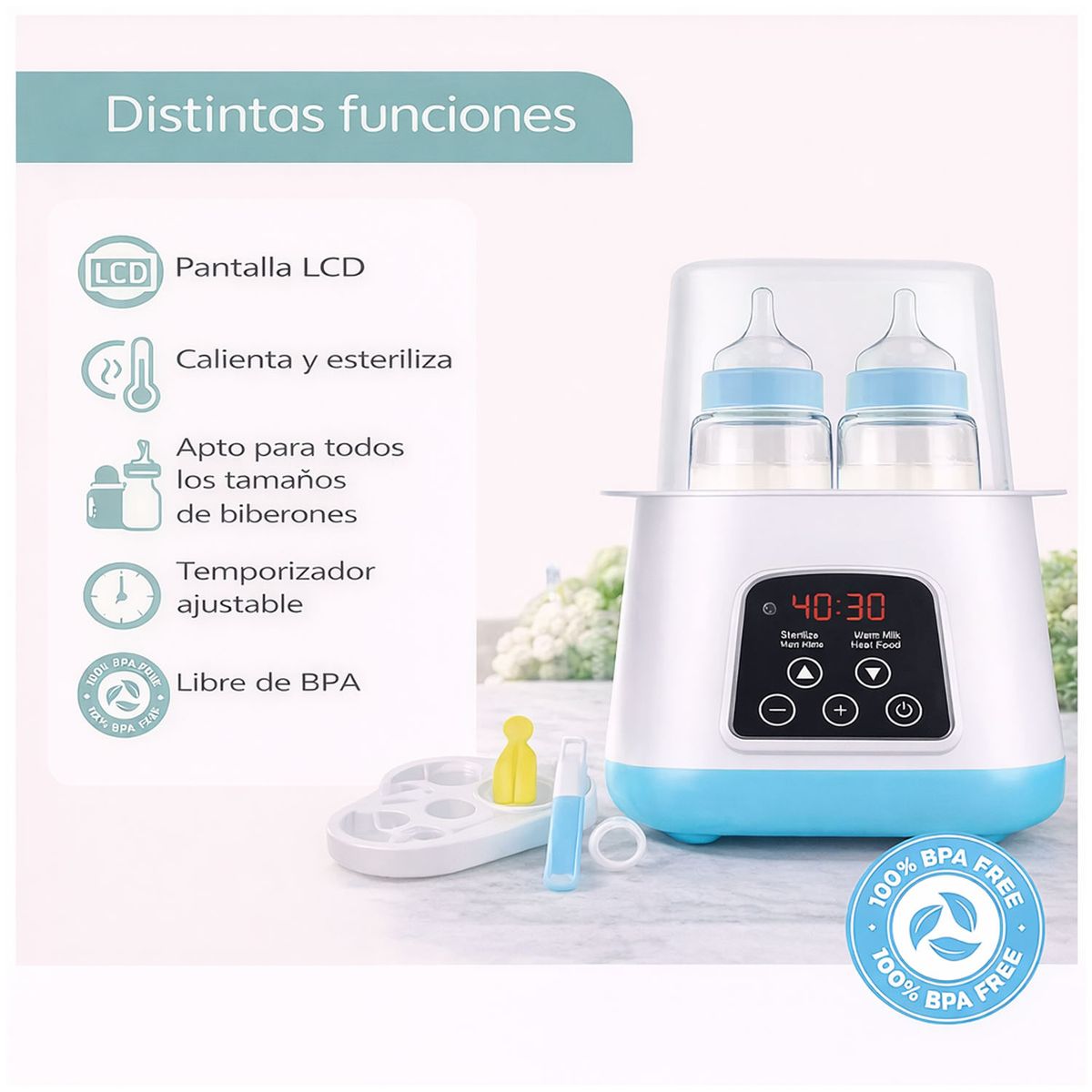 ONE PIXEL - Esterilizador Calentador Teteros 6 En 1 ONE PIXEL