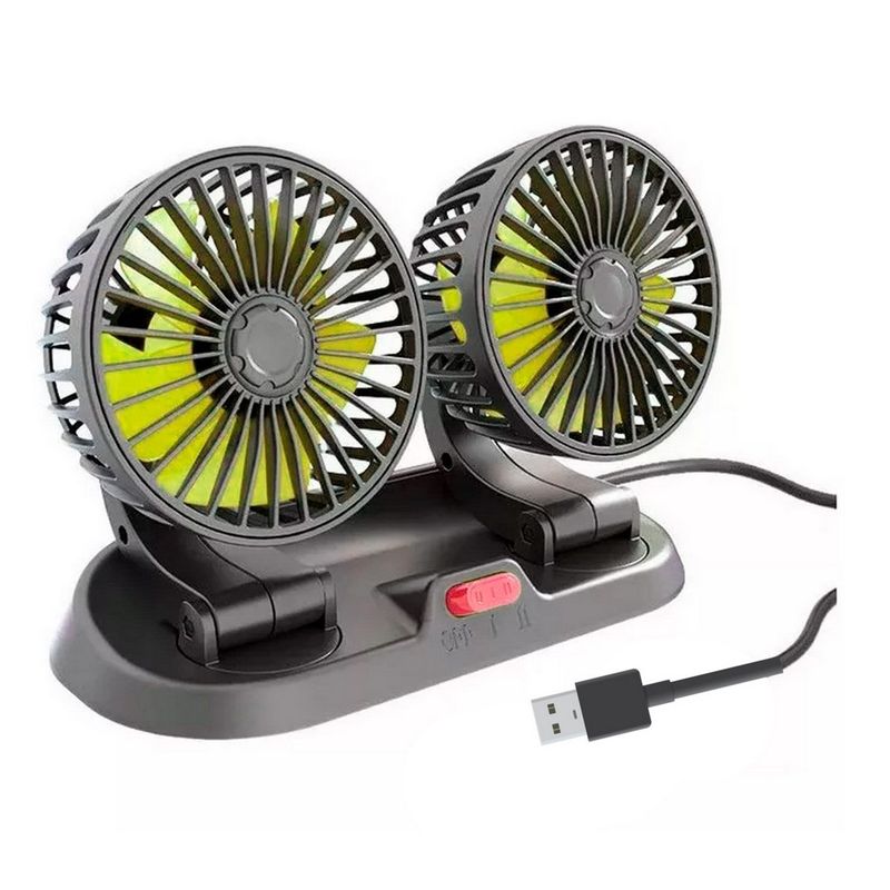 GENERICO - Ventilador De Carro Duo Usb Giro 360 Grados