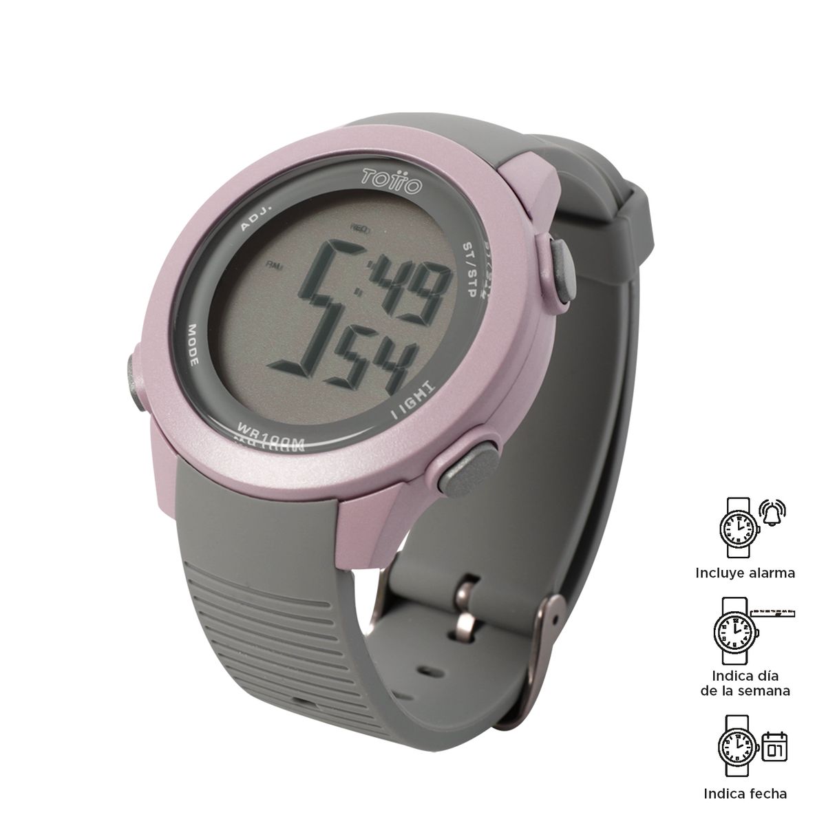 TOTTO - Reloj Digital Para Mujer Gris Oscuro Chron Totto