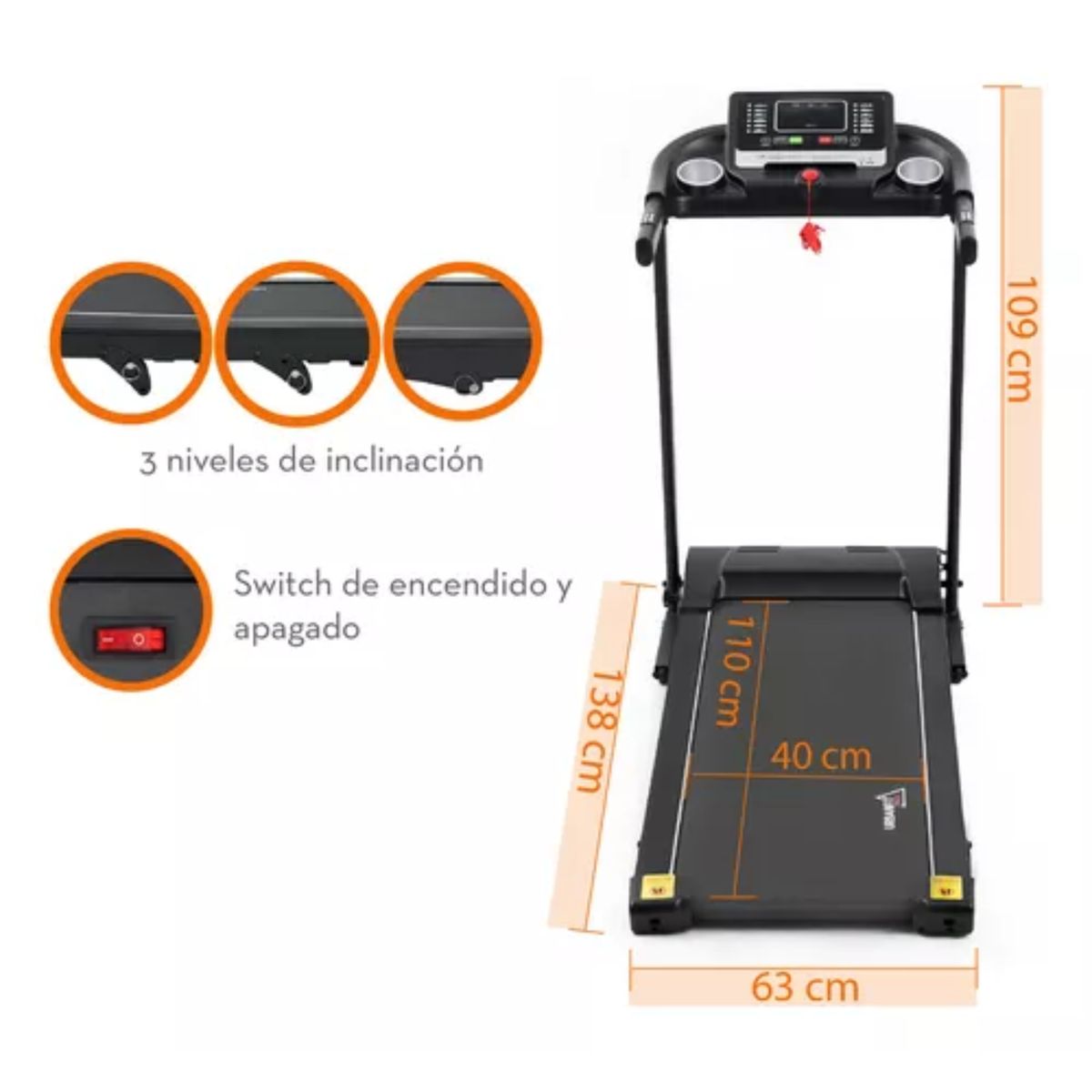 URBANFIT PRO - Caminadora Eléctrica 2.5 Hp Rocket Inclinación Y Bluetooth..