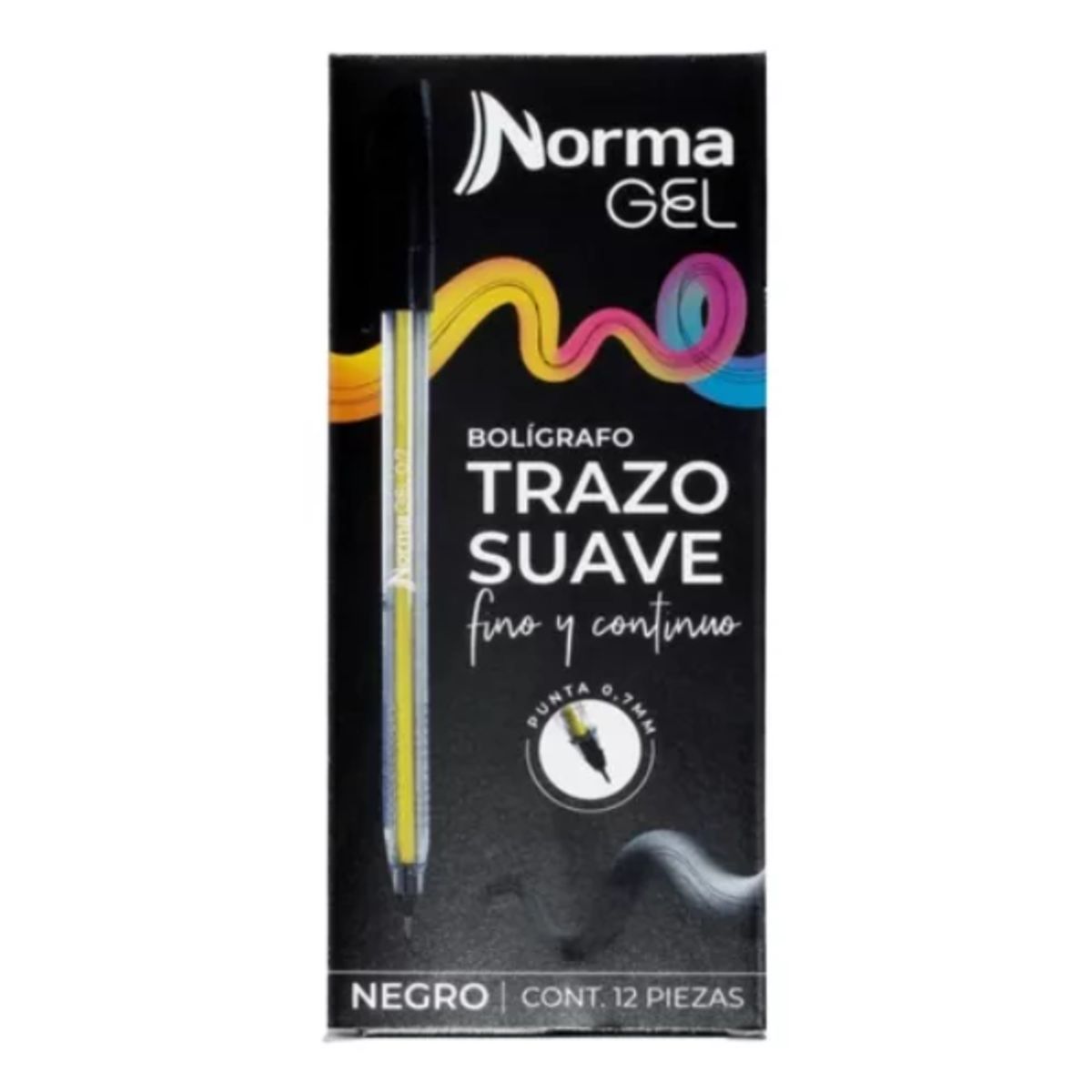NORMA - Boligrafos Gel Norma Negro 07mm 12 Unidades