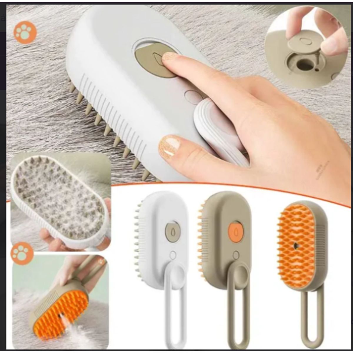 GENERICO - cepillo a vapor con mango para mascotas perro y gato