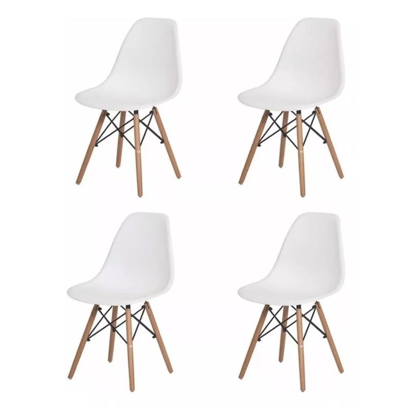 GENERICO - SILLA MODERN PLÁSTICA BLANCO ,UNIDA 4
