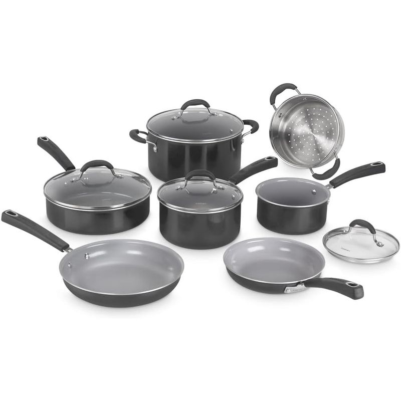 CUISINART - Juego de ollas antiadherentes Cuisinart Ceramica XT 54C-11BK