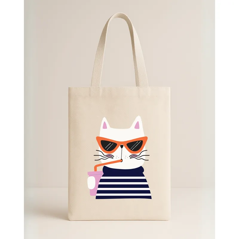 FRIOLENTA - Tote Bag Drill Bolso Gato Morral Bolsa Ecologica
