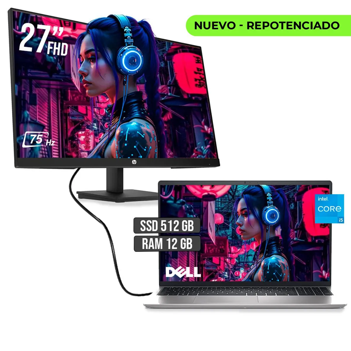 DELL - COMBO PORTATIL DELL INTEL CORE I5 1334U SSD 512GB RAM 12GB + MONITOR HP 27"  FHD