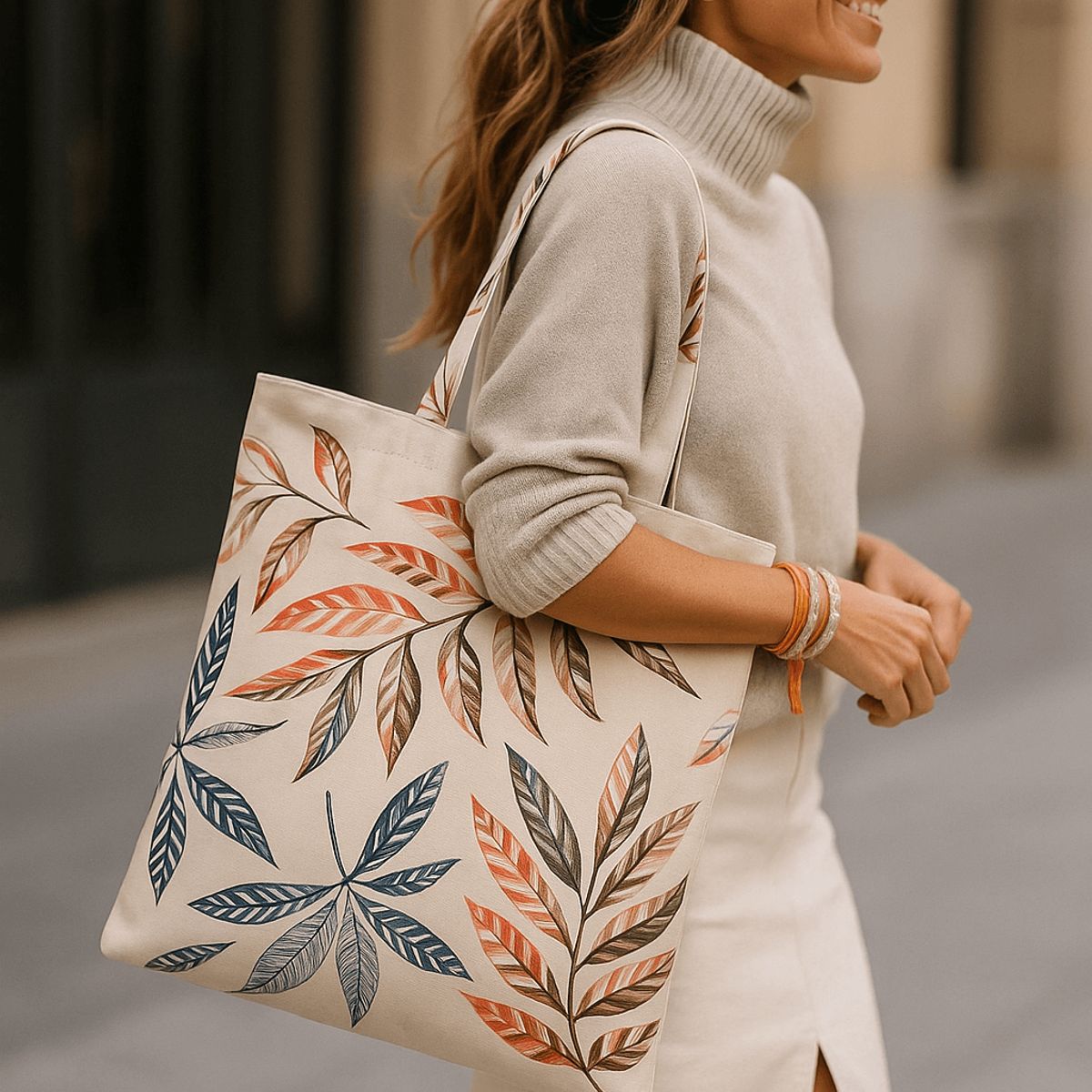 FRIOLENTA - Tote Bag Bolso Ecologico Elegante Formal hojas