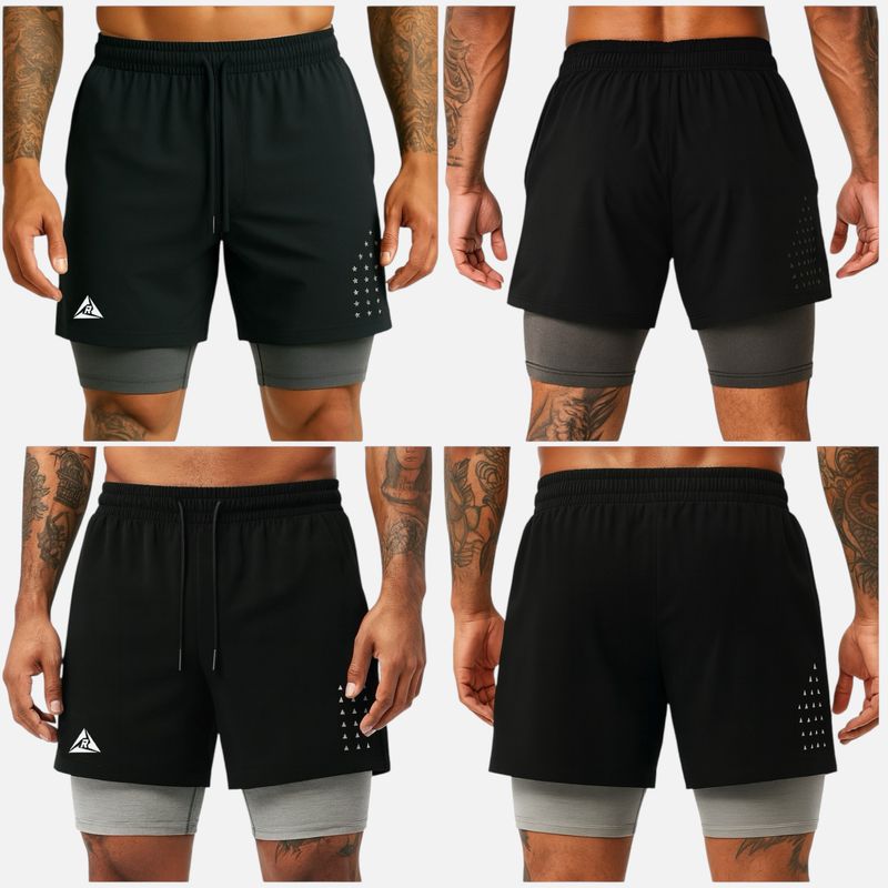 RIPPLE FT - Combo x2 Pantalonetas Licra Corta 3 Bolsillos Gold´s Gym