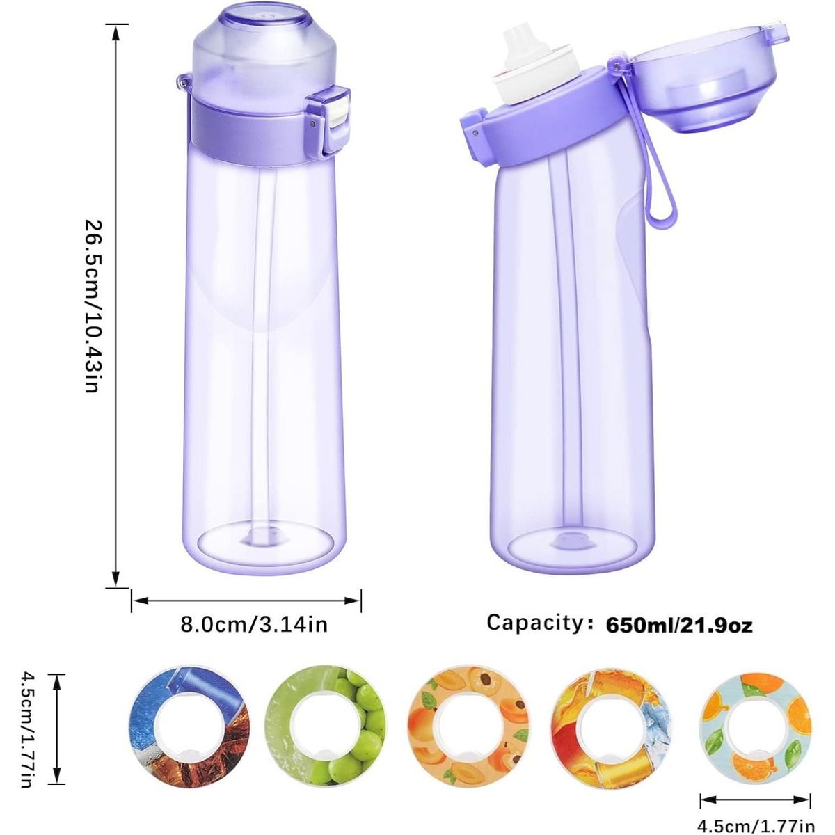 GENERICO - Una Botella De Agua Bottle Air Up Con 3 Cápsulas Saborizadas