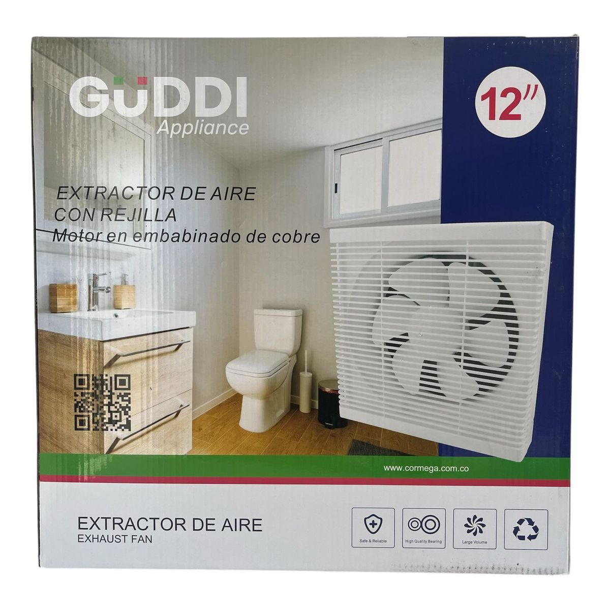 GENERICO - Extractor De Aire 12 Pulgadas Industrial Guddi Potencia 43w
