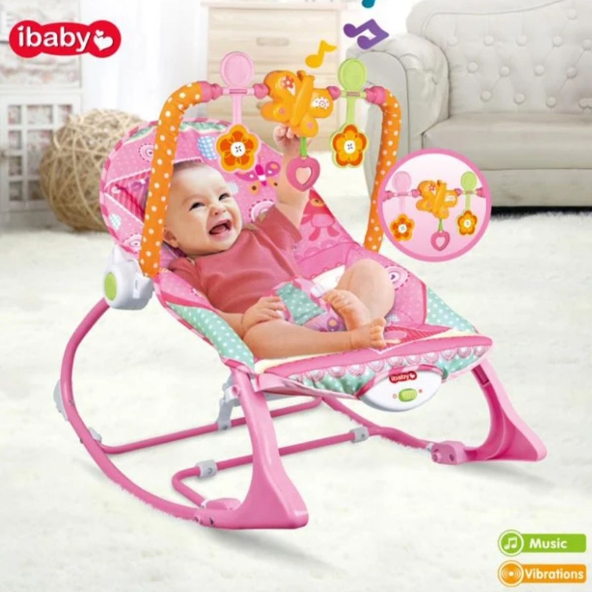 GENERICO - Silla Mesedora Vibradora y Musical Rocker Crece Conmigo Niña