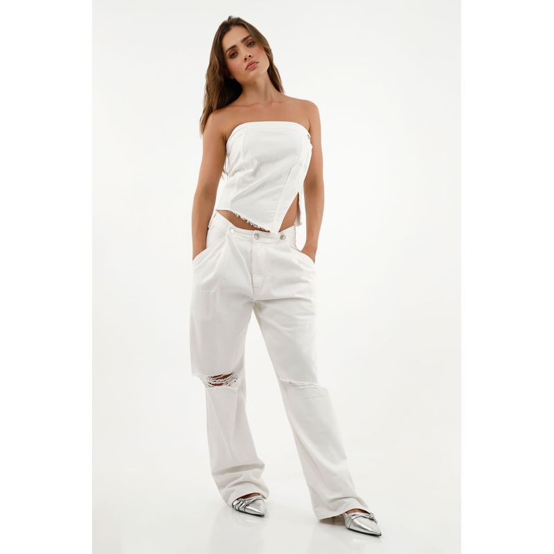 TENNIS - Jean crudo Wide Leg para mujer