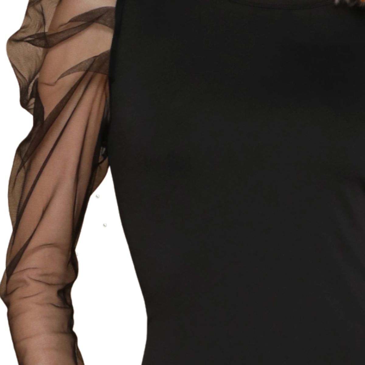 NEGRELI - VESTIDO CASUAL DE MUJER CON MANGAS TRANSLUCIDAS