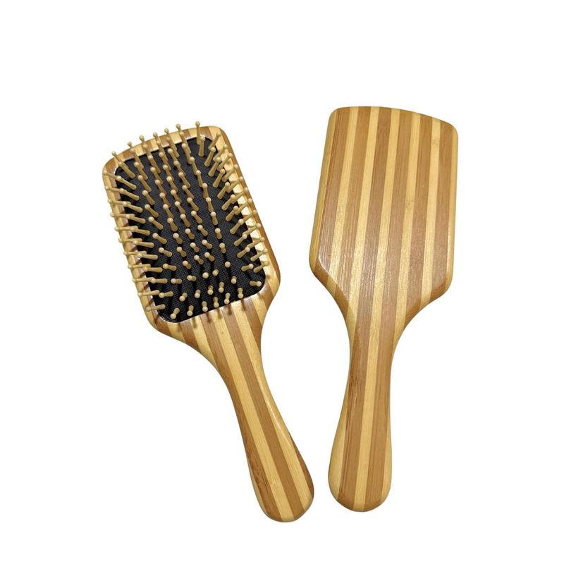 GENERICO - Cepillo De Bambú Plano Para Cabello -cerdas En Bambú- Peine RY NEGRO