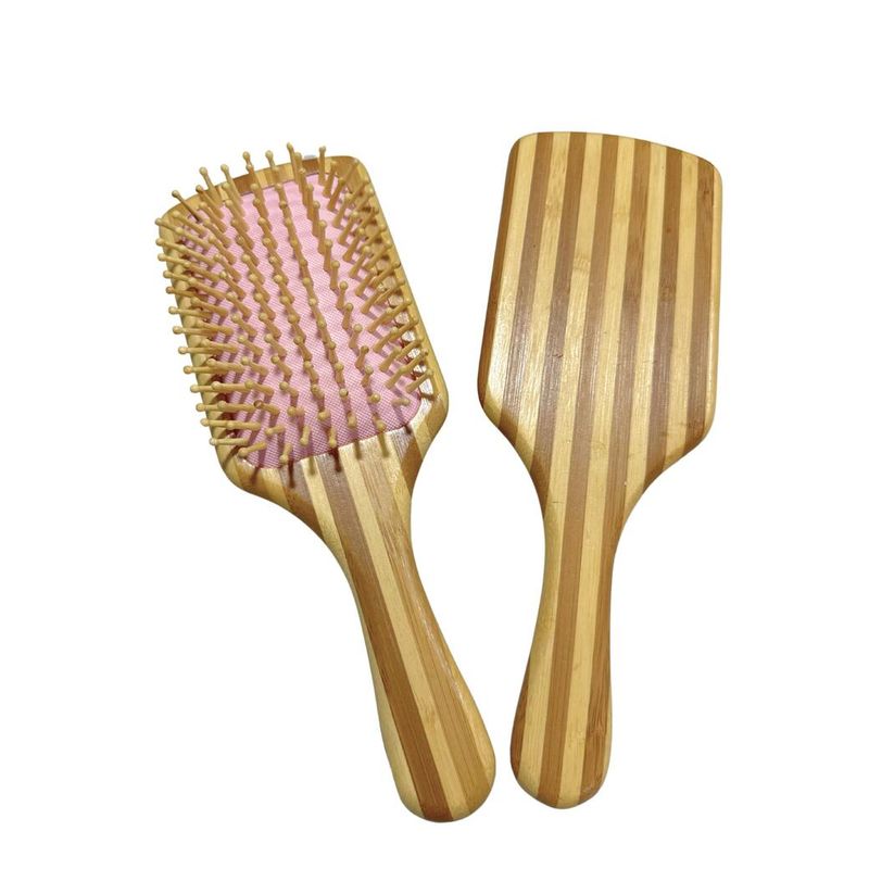 GENERICO - Cepillo De Bambú Plano Para Cabello -cerdas En Bambú- Peine RY ROSADO