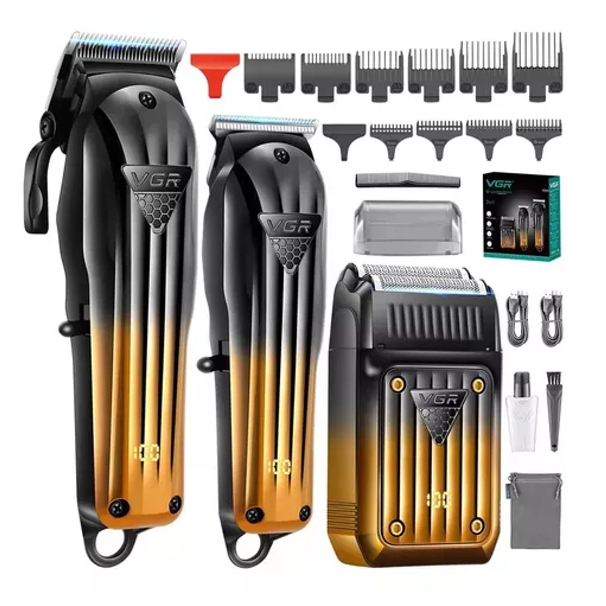 VGR - Combo Maquina Barberia Vgr V-644 Shaver Inalambrico 3 En 1