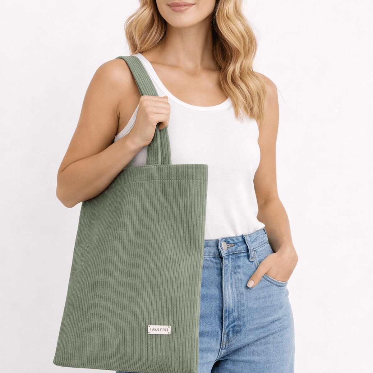FRIOLENTA - Tote Bag Pana Bolso Ecologico Elegante Formal Verde