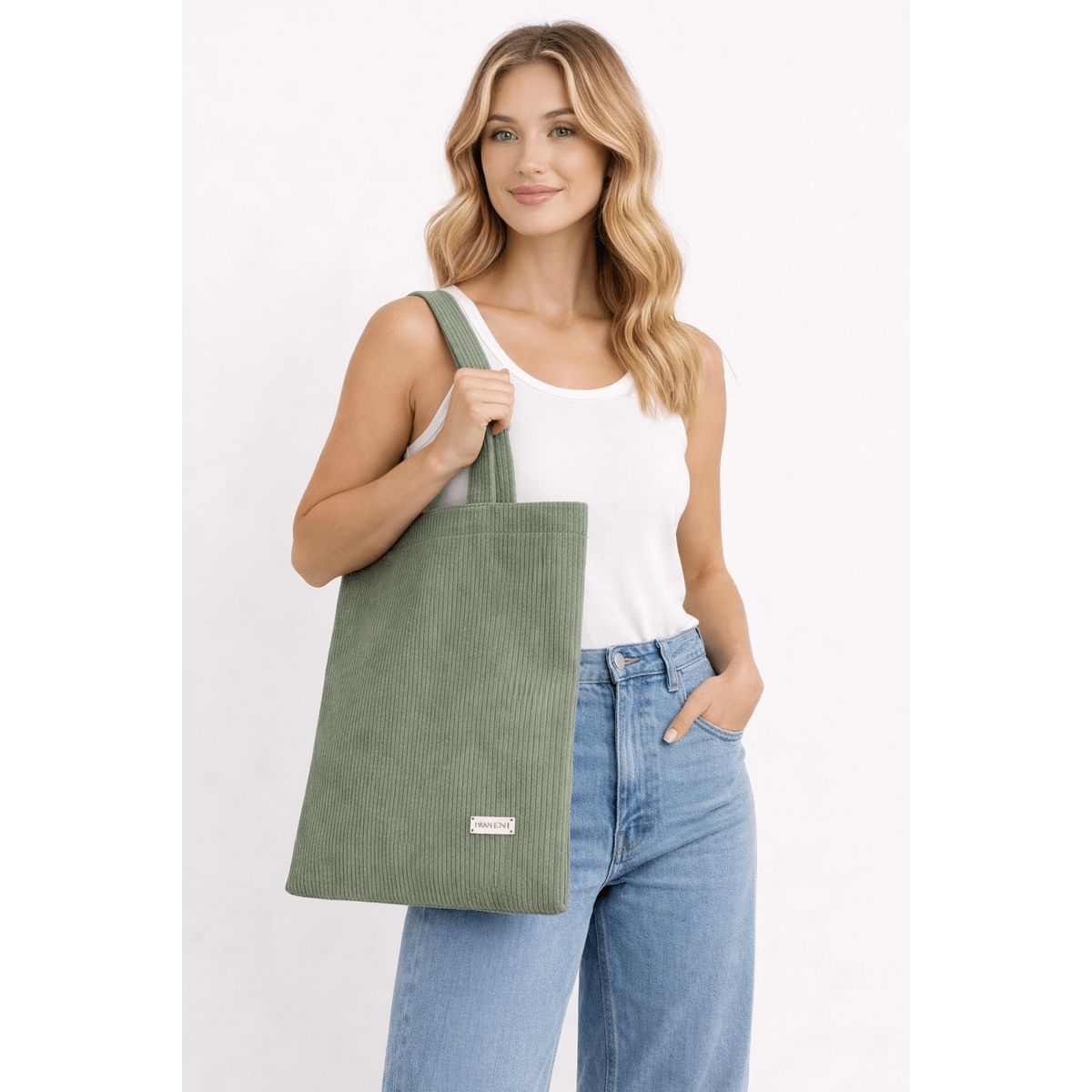 FRIOLENTA - Tote Bag Pana Bolso Ecologico Elegante Formal Verde