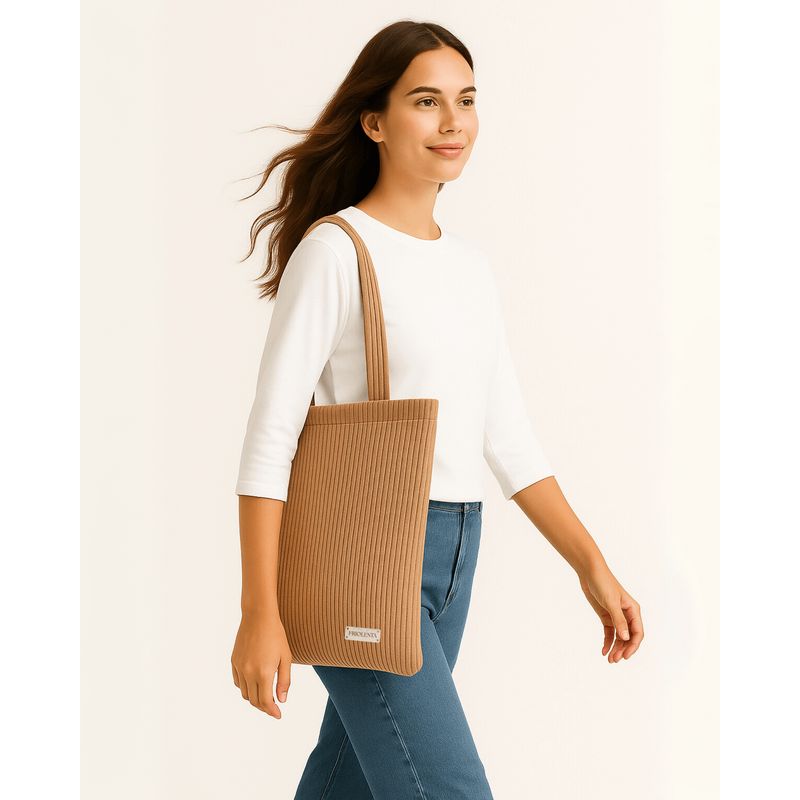 FRIOLENTA - Tote Bag Pana Bolso Ecologico Elegante Formal Cafe