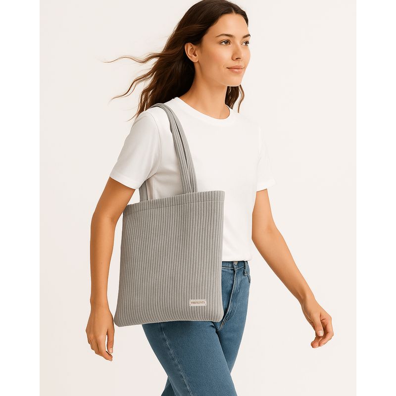 FRIOLENTA - Tote Bag Pana Bolso Ecologico Elegante Formal GRis