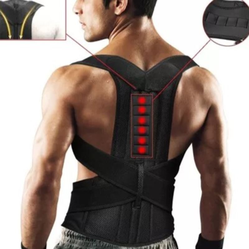 GENERICO - CORRECTOR POSTURA LUMBAR IMAN ESPALDA MAGNETICO 4 VARILLAS