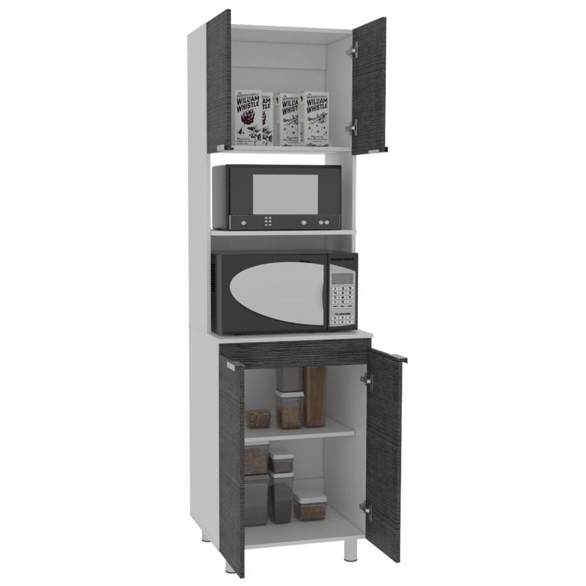 RTA DESIGN - Módulo Microondas Diamante Gris y Blanco con Cuatro Puertas Batientes