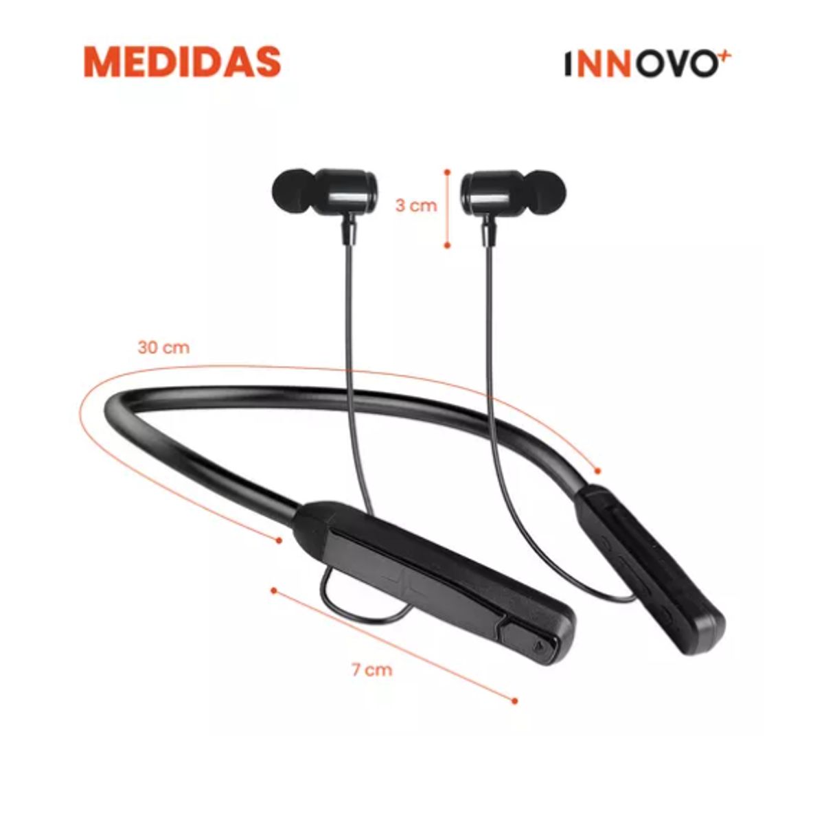 INNOVA - Audifonos Bluetooth Deportivos Control Volumen Hasta 50 Horas Sonido