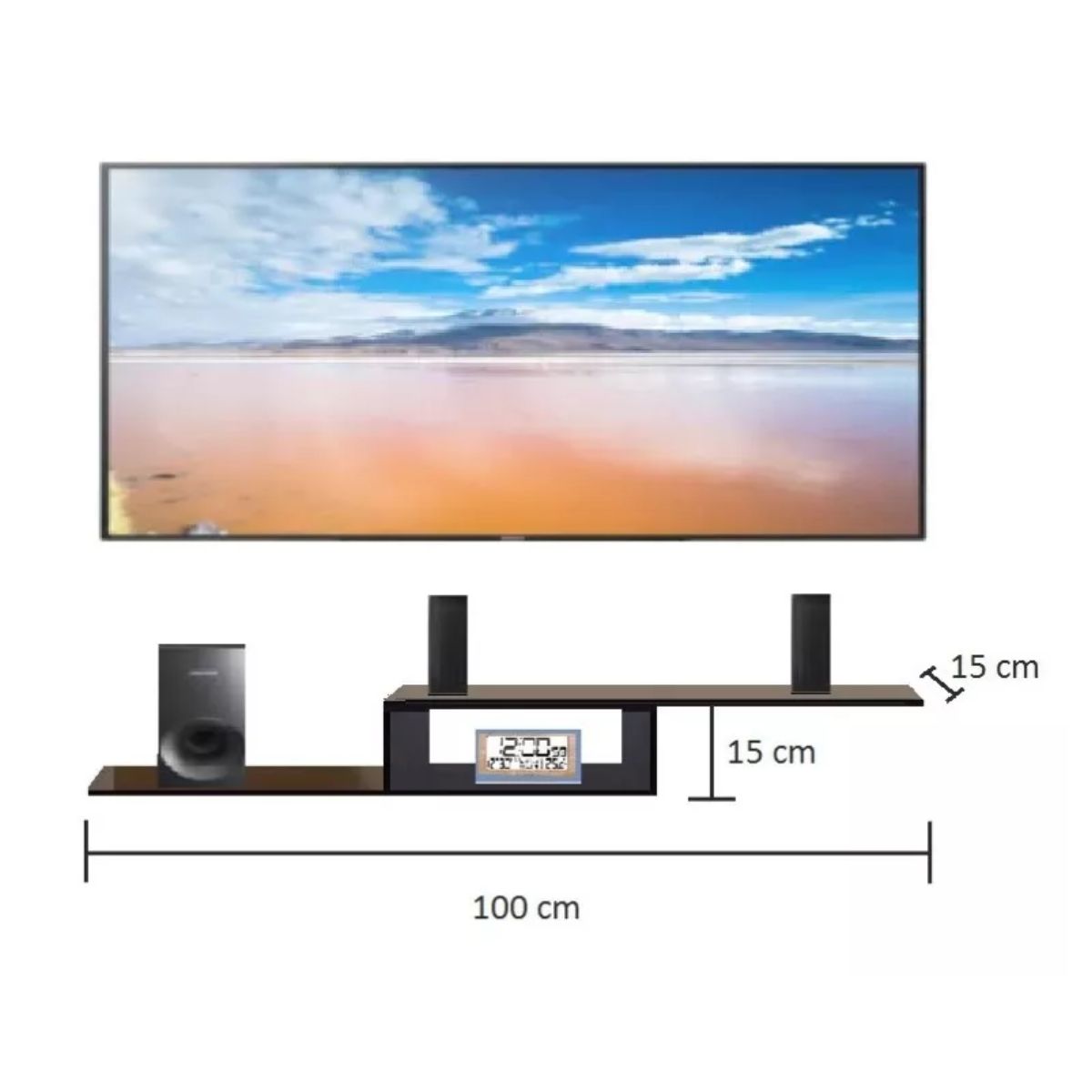 GENERICO - Repisa Flotante Para Tv Mueble De Televisión 15 Cm Fondo, Color Wengue