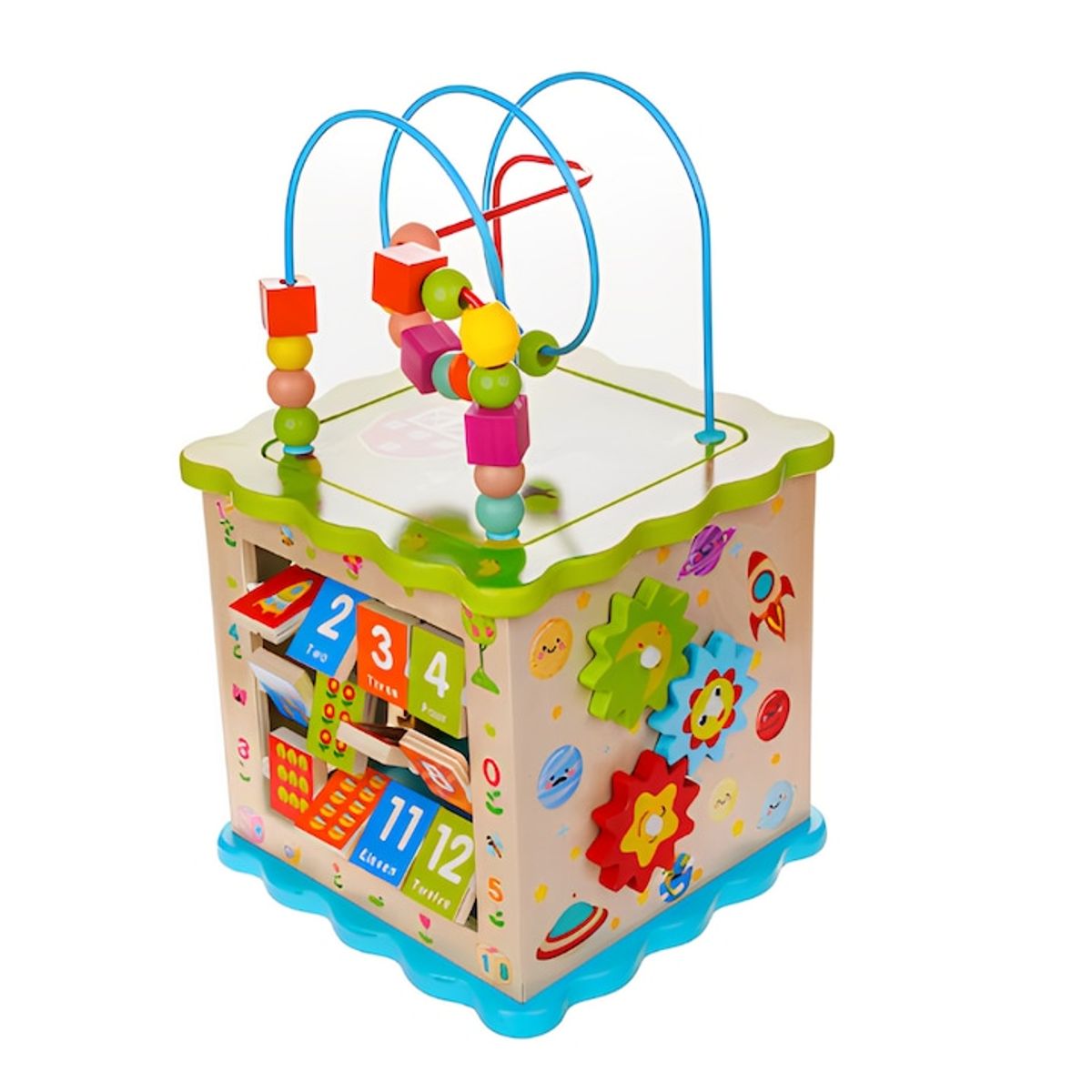 GENERICO - Cubo Multifuncional Laberinto De Madera 5 En 1