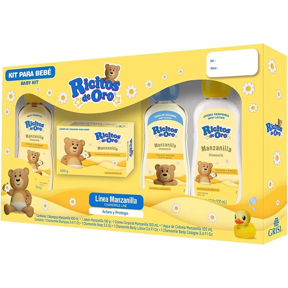 GENERICO - Estuche Bebe Ricitos de Oro-Shampoo+Crema+Locion+Jabon-Grisi