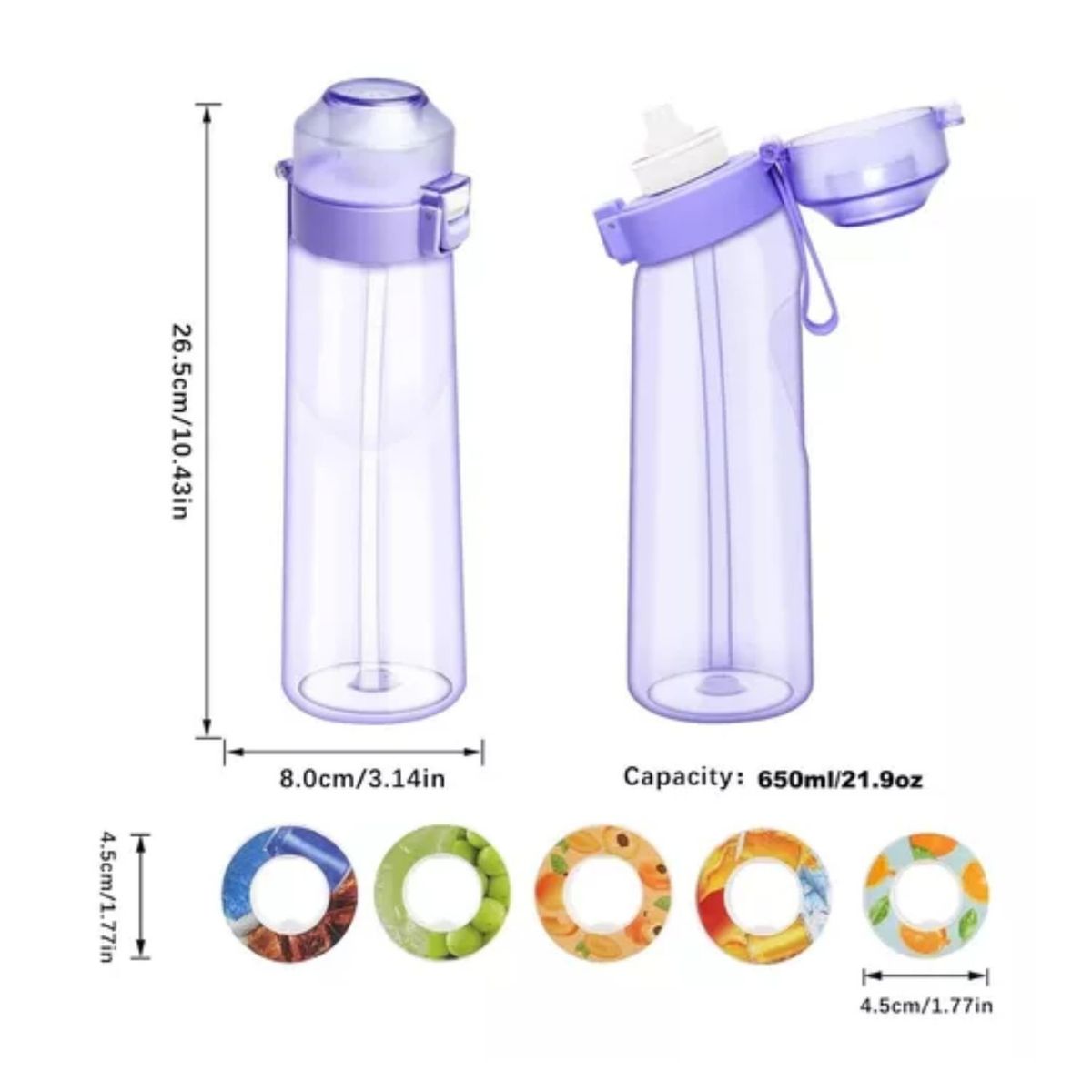 GENERICO - Una Botella De Agua Bottle Air Up Con 3 Cápsulas Saborizadas