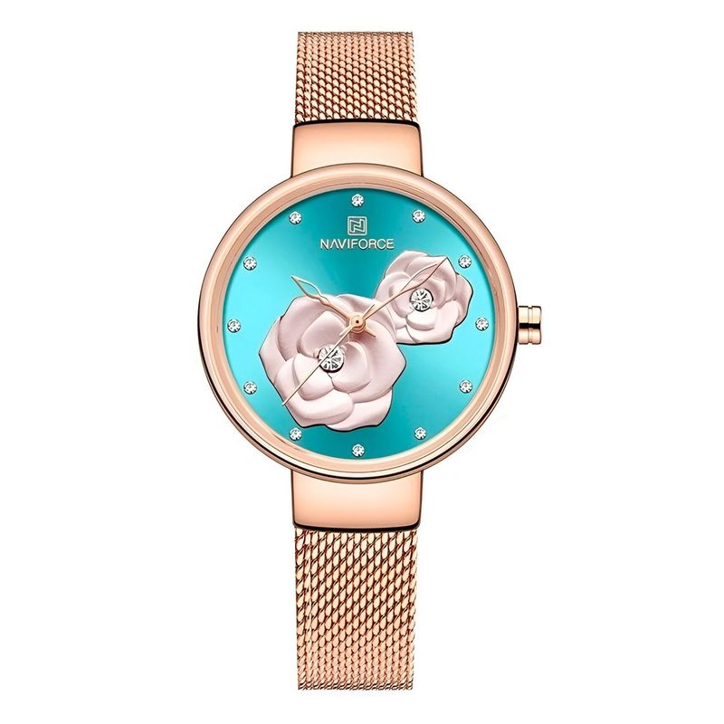 NAVIFORCE - Reloj Naviforce Casual Nf5013 Flor Mujer Acero + Estuche