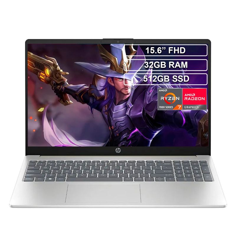 HP - Portátil HP 15-fc0012la Ryzen 7 7730U 32GB 512GB FHD 15.6