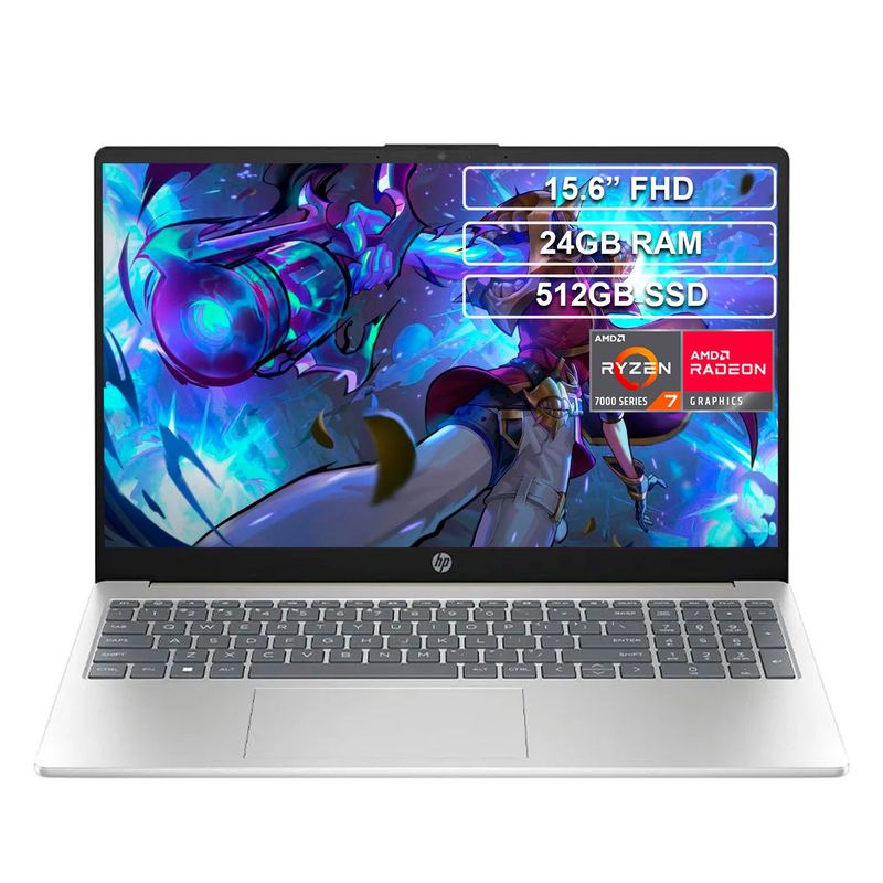 HP - Portátil HP 15-fc0012la Ryzen 7 7730U 24GB 512GB FHD 15.6