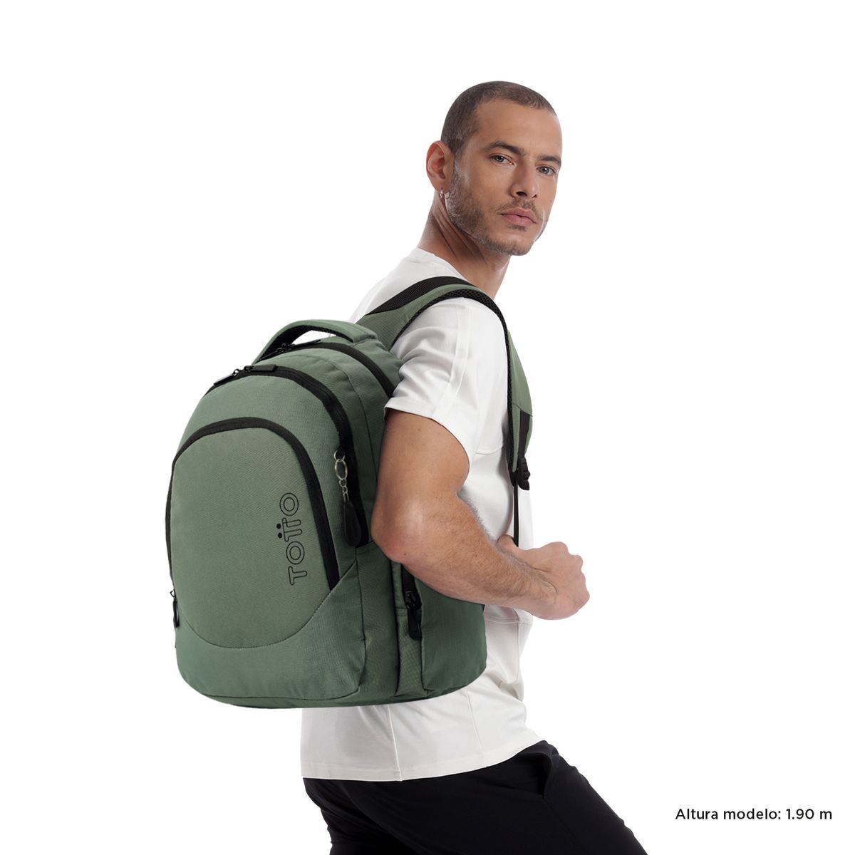 TOTTO - Morral Mochila Para Hombre Porta Pc Verde Luciano Totto