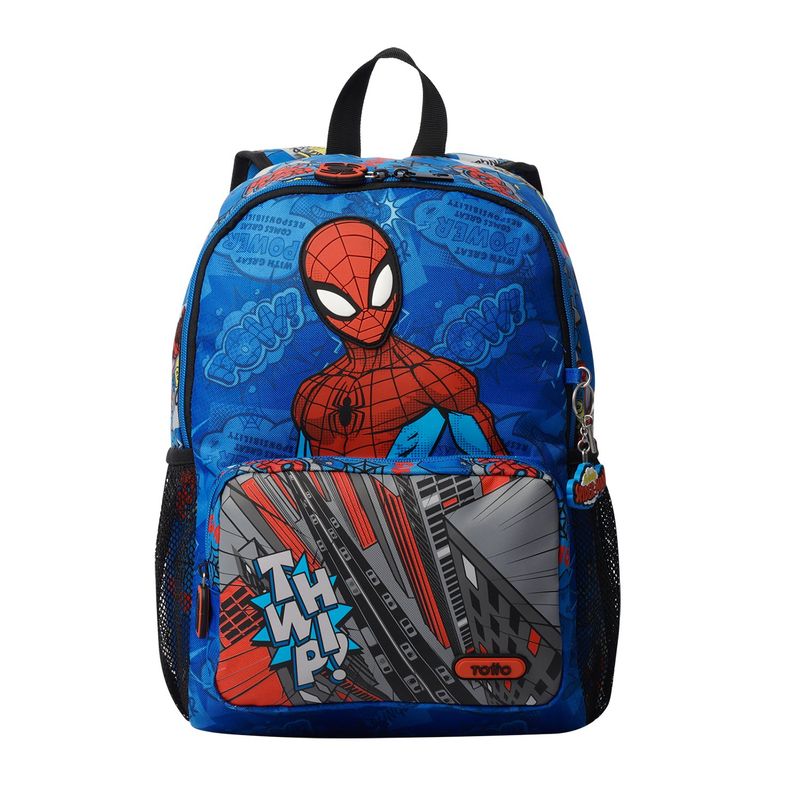 TOTTO - Morral Mochila Escolar Para Niño Azul Spiderman Pop M Totto