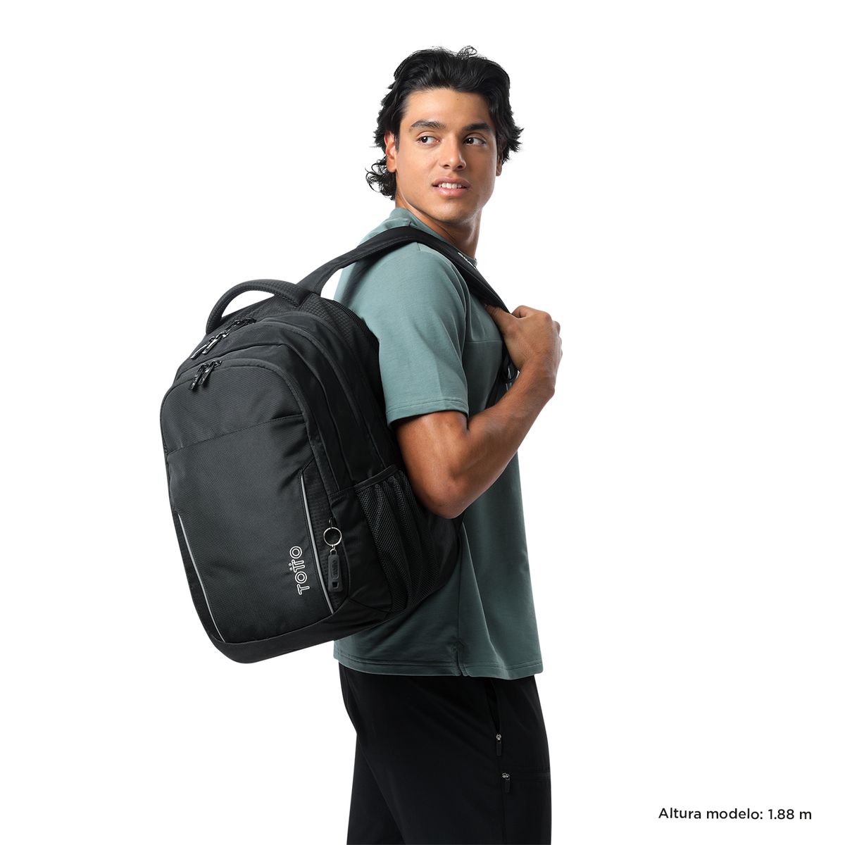 TOTTO - Morral Mochila Para Hombre Porta Pc Negro Datar L Totto