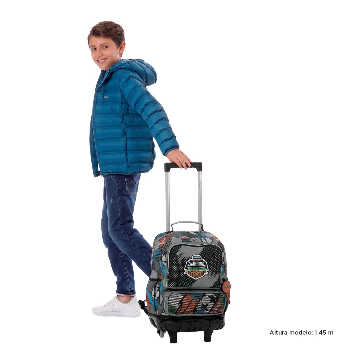 TOTTO - Morral Escolar Con Ruedas para Niño Gris Multisport Totto