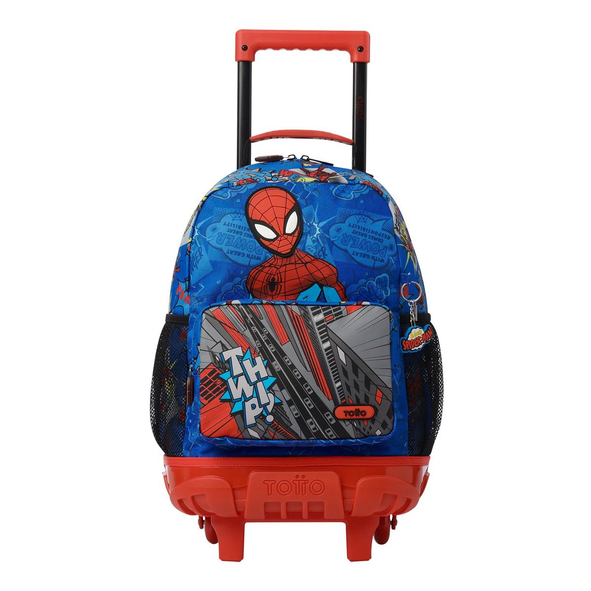 TOTTO - Morral con Ruedas Escolar Para Niño Azul Spiderman Pop Totto