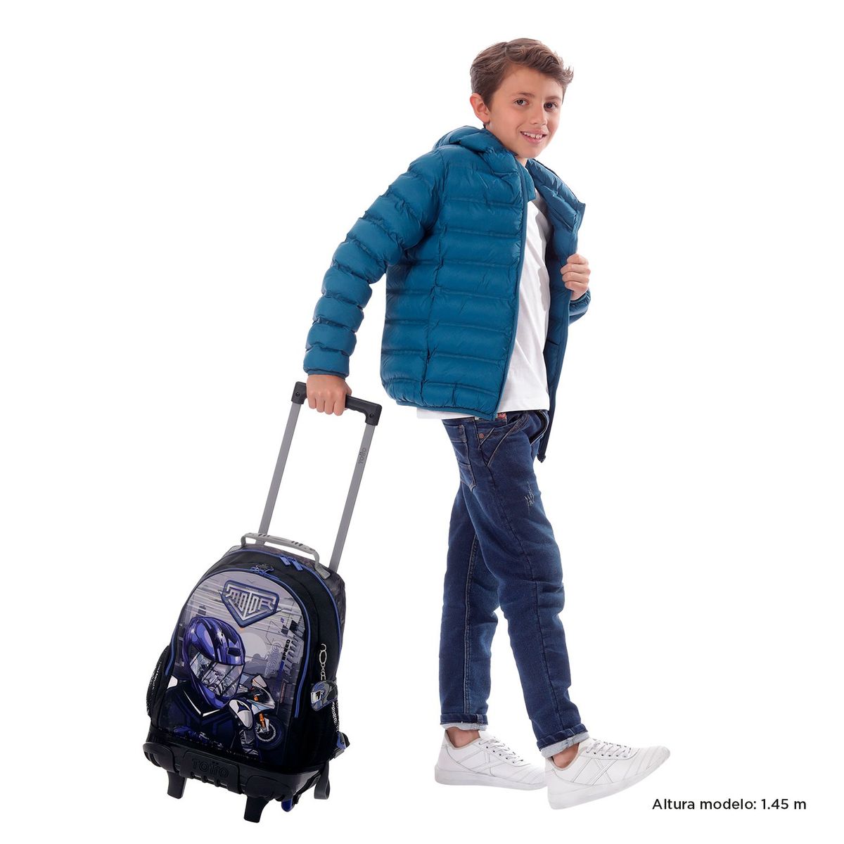 TOTTO - Morral con Ruedas Escolar Para Niño Helmet Racer Totto