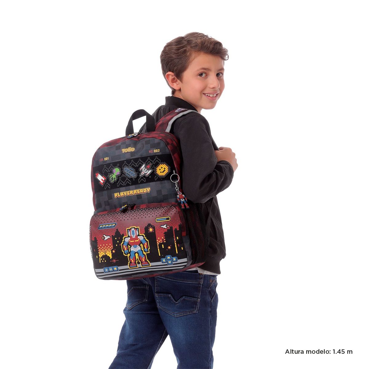 TOTTO - Morral Mochila Escolar Para Niño Rojo Digibot M Totto