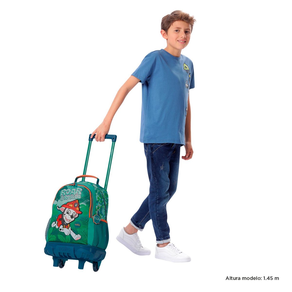 TOTTO - Morral Escolar con Ruedas para Niño Verde Paw Patrol Totto