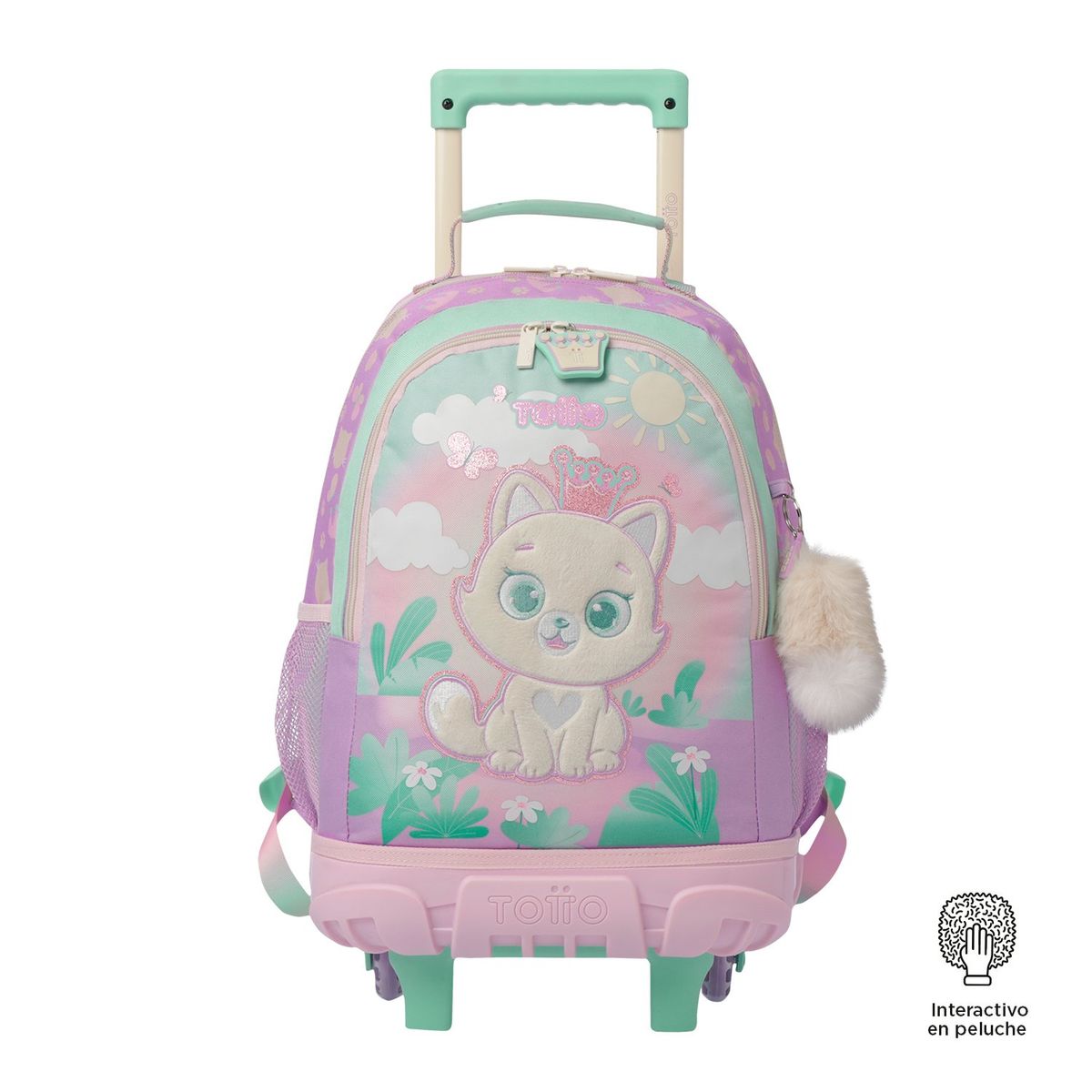 TOTTO - Morral con Ruedas Escolar Para Niña Queen Cat Totto