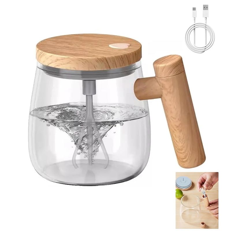 HOME - MUG TAZA VASO MEZCLADOR RECARGABLE EN VIDRIO