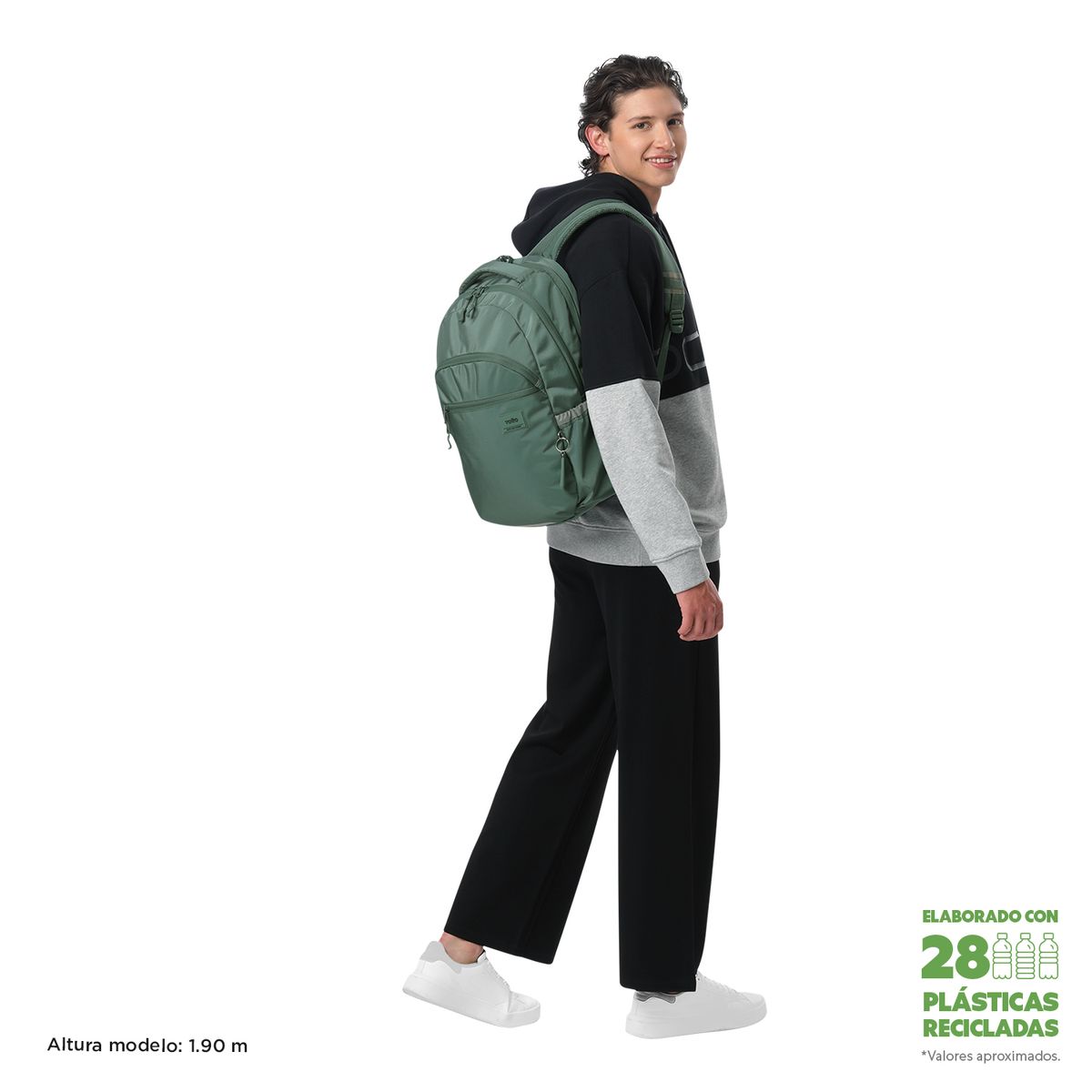 TOTTO - Morral Mochila Para Hombre Porta Pc Verde Indo Totto