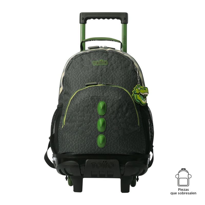 TOTTO - Morral con Ruedas Escolar Para Niño Gris Dinoland Totto