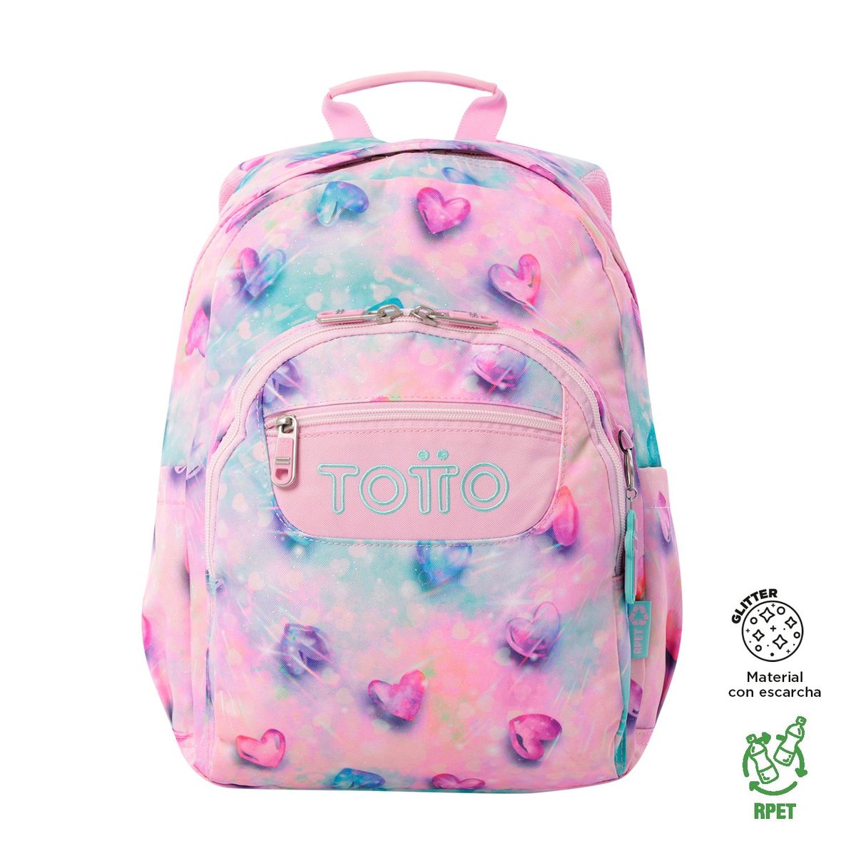 TOTTO - Morral Mochila Para Mujer Porta Pc Gommas Glitter Totto