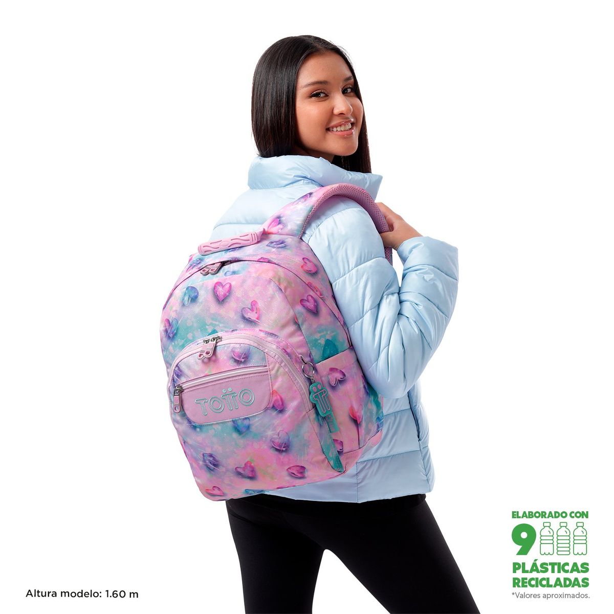 TOTTO - Morral Mochila Para Mujer Porta Pc Gommas Glitter Totto