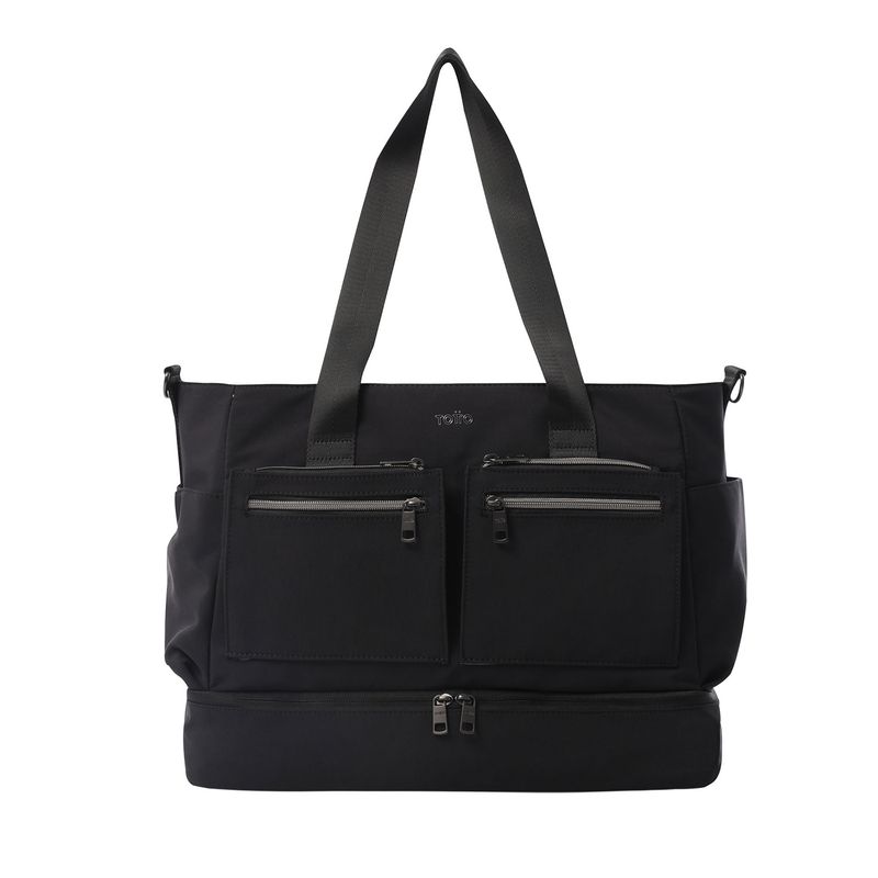 TOTTO - Bolso Cartera Para Mujer Porta Pc Negro Maxi Tote Totto